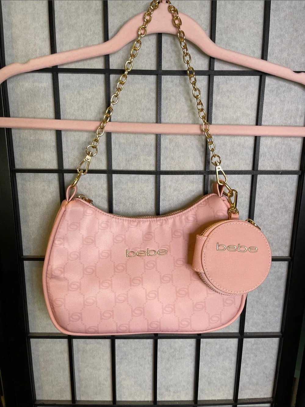 bebe  Blush Pink Chain-Handle Shoulder Bag with Coin Pouch